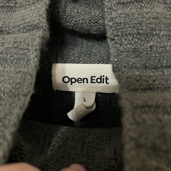 OPEN EDIT Cotton Blend Rib Funnel Neck Sweater In Olive Ivy large - Picture 4 of 6